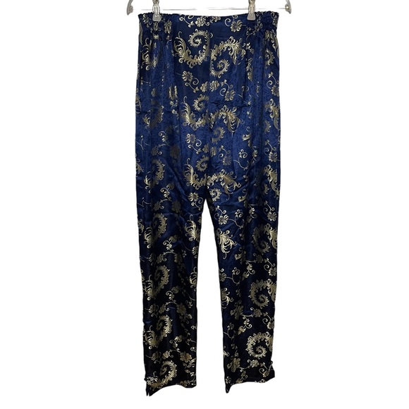 Traditional Vietnamese Silk Pant Suit Blue Gold Brocade Small - Picture 3 of 11